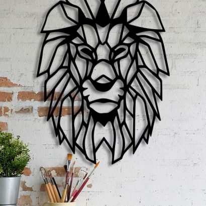 8-Leeuw-acrylaat-dier-wanddecoratie-muurdecoratie-zwart-geometrisch