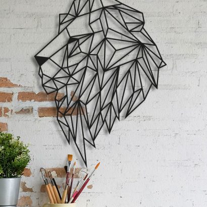 9-Lion-Side-acrylaat-dier-wanddecoratie-muurdecoratie-zwart-geometrisch
