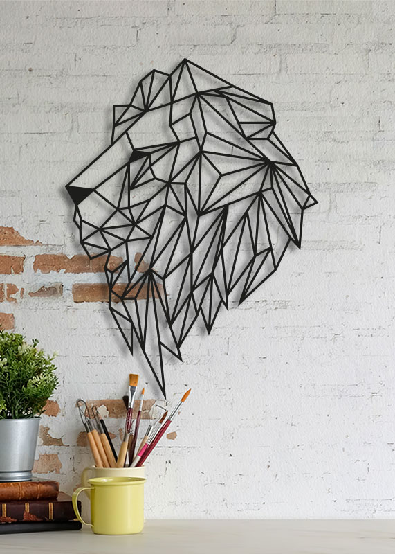 9-Lion-Side-acrylaat-dier-wanddecoratie-muurdecoratie-zwart-geometrisch
